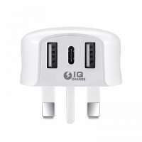 WOPOW A15 IQ charger UK plug adapter 3usb type c charger